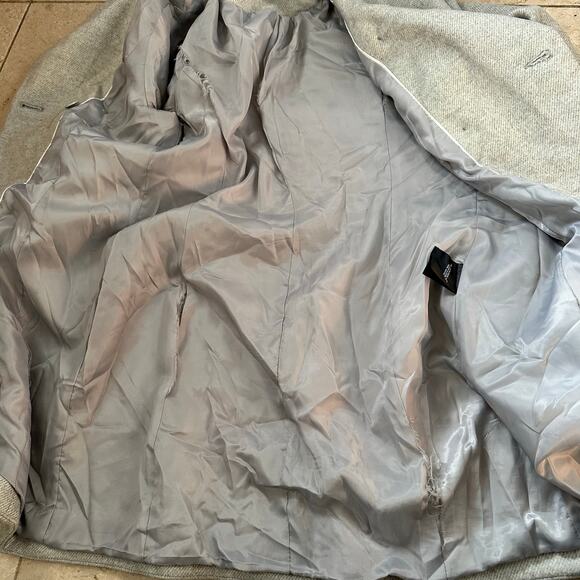 T Tahari Womens S ? Oversized Drape Collar Pea Coat Wool Blend Gray Winter Fall - Picture 9 of 12